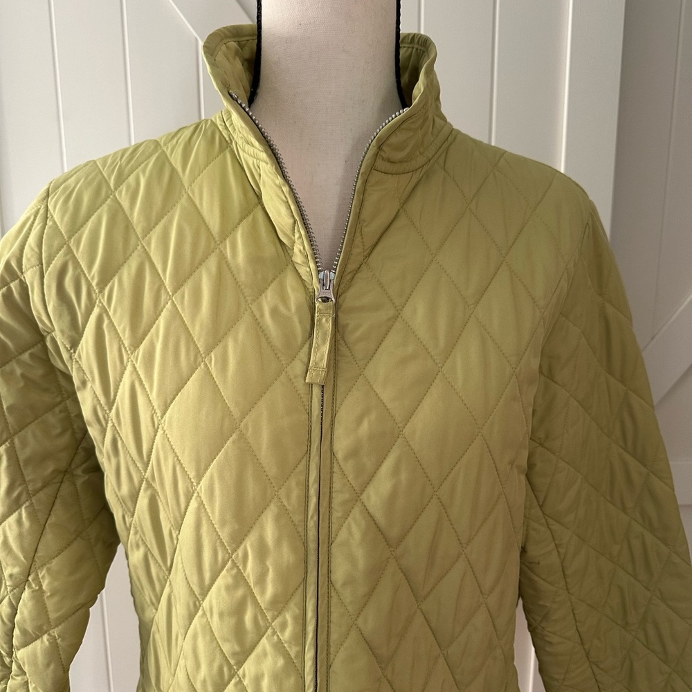 Lands’ End Quilted Jacket Women Small Green Lightweight Zip Coat Snap Pockets - Picture 2 of 7